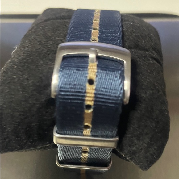 Timex Silver Dial Watch with Blue and Gold Nylon Strap - Picture 3 of 5